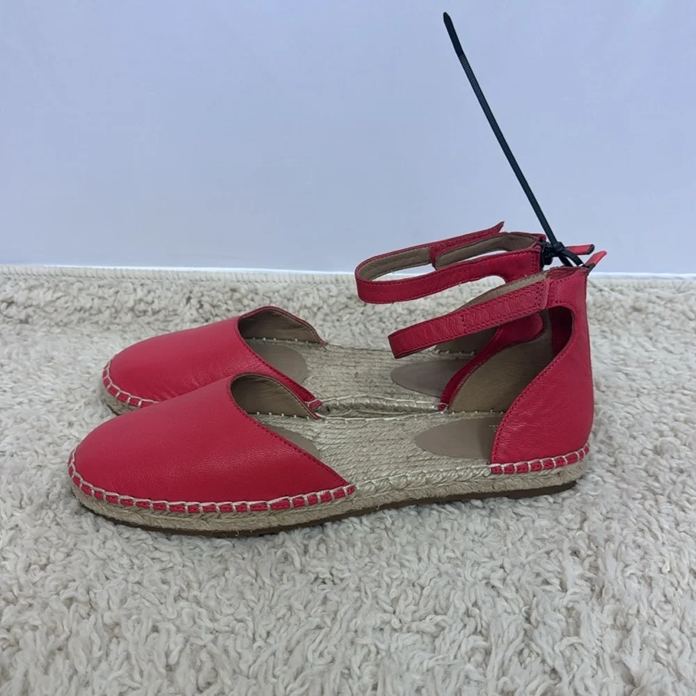 Eileen Fisher Lala Espadrilles  Size 8 Watermelon Red‎ Pink Leather